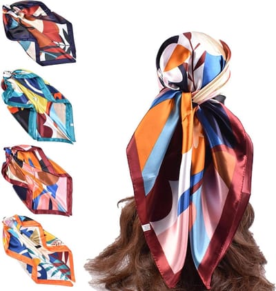 JGS Premium - Zijden sjaal dames 90 x 90 cm - Hoofddoek bandana haaraccessoires - Zijden sjaal oranje zomerstijl