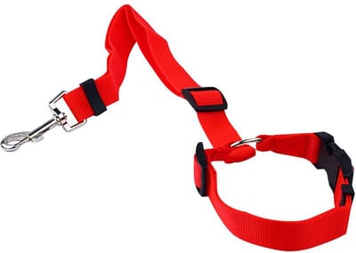 Igoods Hondengordel - 2-in1 Hondenriem - Veiligheidsgordel - Verstelbaar - Nylon - Rood