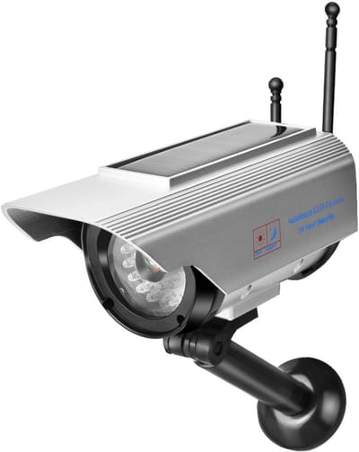 Nep Camera - Bewakingscamera Simulatie - Diefstal Afschrikken - Knipperende LED Solar - 14.2 x 6.4 cm - Zilver