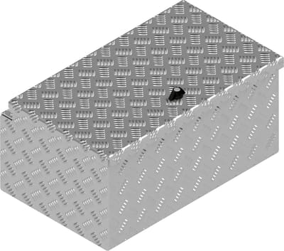 DE HAAN BOX M - 600x380x295 mm - waterdichte en stofdichte aluminium traanplaat disselbak - voorzien van vlinderslot, spansluiting of t-sluiting
