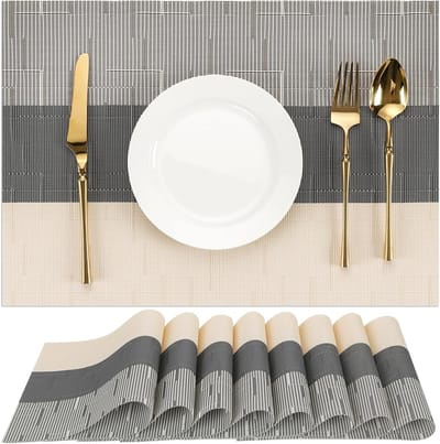 American Placemats Set van 4, Wasbare Placemats, PVC, Hittebestendig, Beige