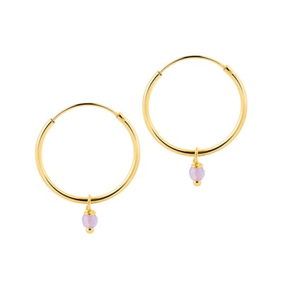 Goud Plated Hoops Met Paarse Steen