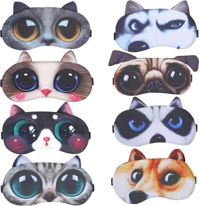 Set van 8 schattige slaapmaskers voor kinderen en volwassenen