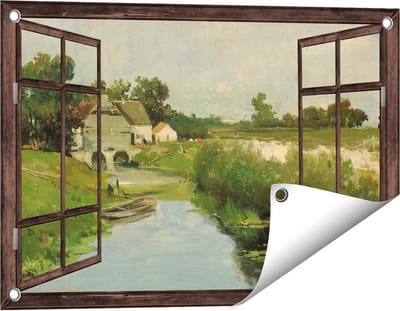 Gards Tuinposter Doorkijk Zomerdag - Johan Hendrik Weissenbruch - 60x40 cm - Tuindoek - Tuindecoratie - Wanddecoratie buiten - Tuinschilderij