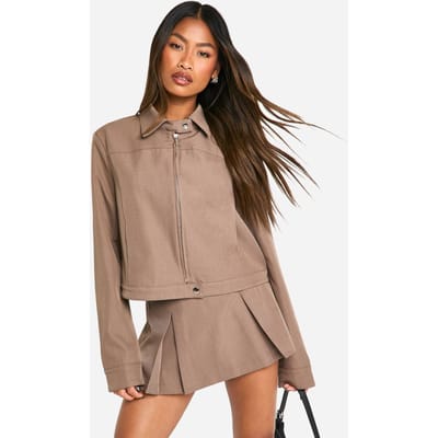 boohoo Dames Op maat gemaakte geplooide mini-rok | Mokka | Maat: 36