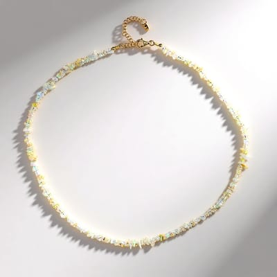 Cavill - Zilveren Halsketting - 925 Sterling Zilver Verguld - 24,036 ct Welo-opalen Fancy kraal - Verstelbaar 45-50 cm - Klassiek Elegant Design