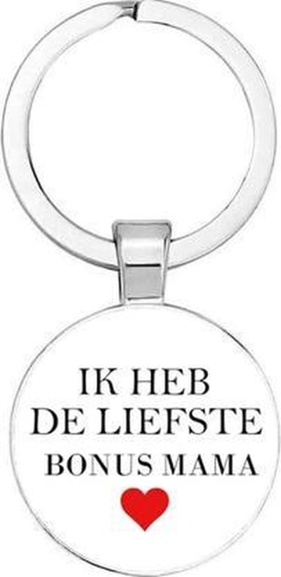 Akyol - Ik heb de liefste bonus mama Sleutelhanger - Mama/Moeder - mama - Leuke kado voor je liefste bonus oma - 2,5 x 2,5 CM
