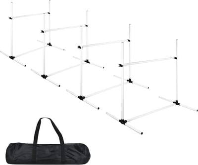 ACXIN Agility Set – Wit – 4 Horden + Slalom – Hoogteverstelbaar – Inclusief Tas – 104x70x101cm