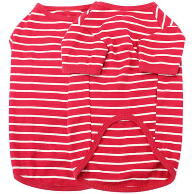 Chemises pour Chiens Rayées Vêtements en Coton Respirant Extensible Doux pour Animaux de Compagnie Petits Moyens Grands Chiens Mâles Femelles Printemps Été M pink