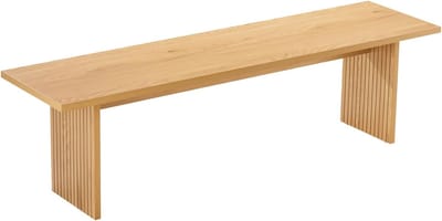 Houten Bank - Zitbank Meubel - Woonkamer Inrichting - Ruime Zitplaats - 160 cm Breed - Houtkleurig