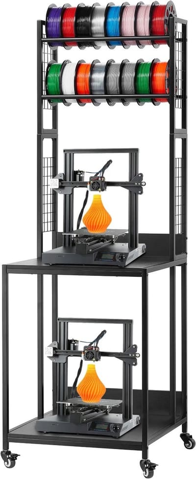 M-Goods - 3D Printer Tafel met Filament Opslag - 3D Printer Rek - Filamenthouder - Verrijdbare Printerstandaard - 60 Spoelen