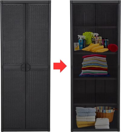 MKSS® Tuinkast - Tuinkist - Tuinkasten voor Buiten - Tuinberging - Kunststof - 65x45x170cm - Zwart