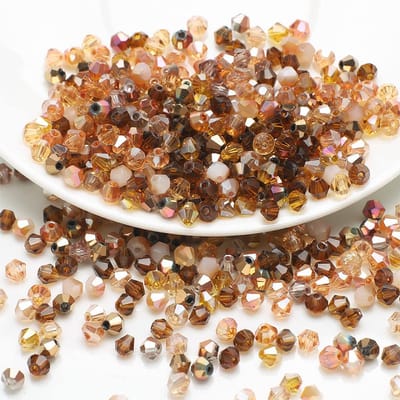 Facet glazen kralen,kleurrijke glazen kralen,kunstkralen,meerkleurig,gesorteerde kralen,gemengde knutselkralen voor handwerk,halskettingen sieraden,bruin
