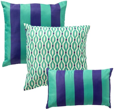 KUSSENSET - 3-delig - Rocket - 45x45 cm, 30x50 cm - inclusief binnenkussens - groen, blauw