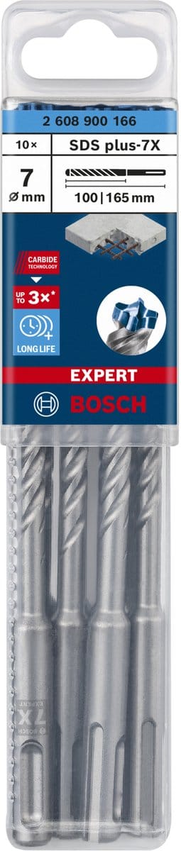Bosch Accessories EXPERT SDS plus-7X 2608900166 Hamerboor 10-delig 7 mm Gezamenlijke lengte 165 mm SDS-Plus 10 stuk(s)
