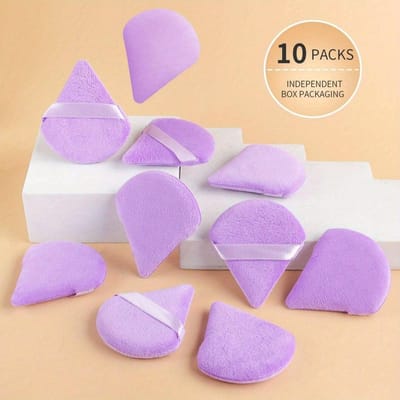 10 stuks Driehoekige Poederdons Zachte Make-up Spons Voor Gezicht Ogen Contouring Schaduw Cosmetisch Wasbare Mini Fluwelen Foundation Dons paars