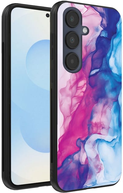 Smartphonica Telefoonhoesje Geschikt voor Samsung Galaxy S25 met Roze Blauw Marmer Opdruk - TPU Backcover Case Rose Blue Marble Design geschikt voor Samsung Galaxy S25