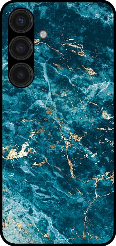 Smartphonica Telefoonhoesje geschikt voor Samsung Galaxy S24 met marmer opdruk - TPU backcover case marble design - Blauw geschikt voor Samsung Galaxy S24