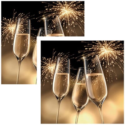 Ambiente Servetten Oud en Nieuw - 40x stuks - 3 laags - 33 x 33 cm - champagne - NYE - proosten
