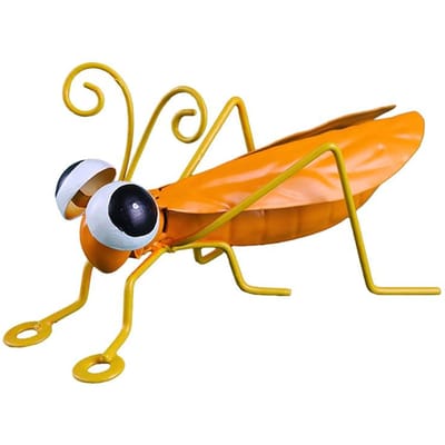 Décoration de jardin colorée et mignonne en forme de sauterelle, sculpture en métal, insecte, pour bureau, jardin, pelouse, extérieur 12x7.5x6cm