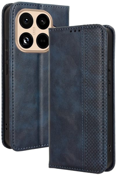 Coverup Hoesje - Geschikt voor Xiaomi 15T Pro Hoesje - Coverup Vintage Style Book Case - Blauw