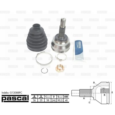 Homokineet reparatie set, aandrijfas PASCAL G12088PC