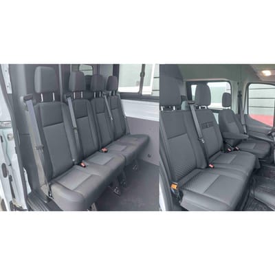 Premium Mat - Ford Transit Mk8 2014-2024 - Autostoelhoes - Maatwerk 7-persoons (2+1+2x2) - Jacquard T09 - Inclusief Tafelfunctie