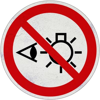 Niet in licht kijken verbodsbord - P075 | Sign Again materiaal | 10 cm