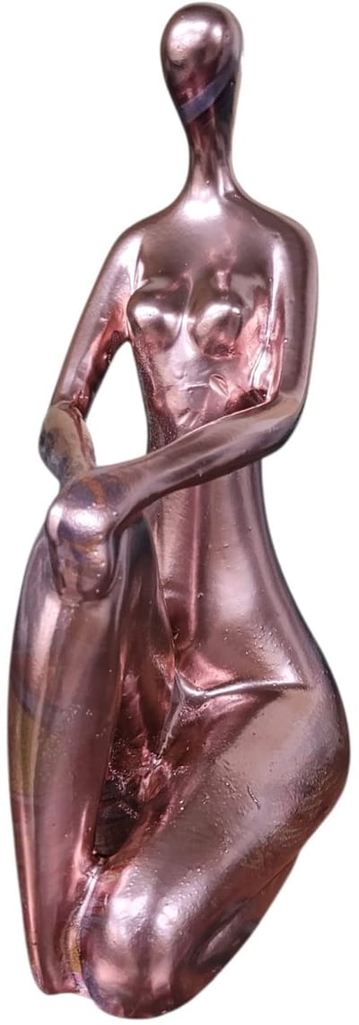 lady geborgenheid - handgemaakt -13x14x21 - koper- Woondecoratie voor Binnen of Buiten van polyresin- Beelden en Figuren - Decoratie Woonkamer/Slaapkamer - kunst beeld