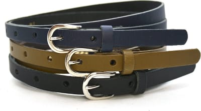 Set van 3 riemen - 1,5 cm smalle riemen - damesriem 100% leder - Maat 85 - Totale lengte 100cm