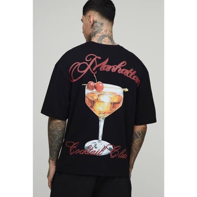 Lang Oversized T-shirt Met Manhattan Print | Black | Size Small