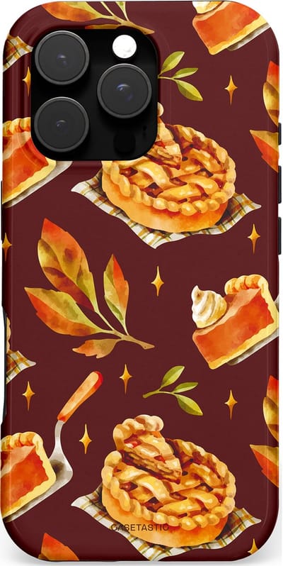 Casetastic hoesje geschikt voor Apple iPhone 16 Pro - MagSafe - Dubbellaagse bescherming - Karamel Appel Ontwerp - Fashion Case - Bruin Bordeaux Goud Oranje