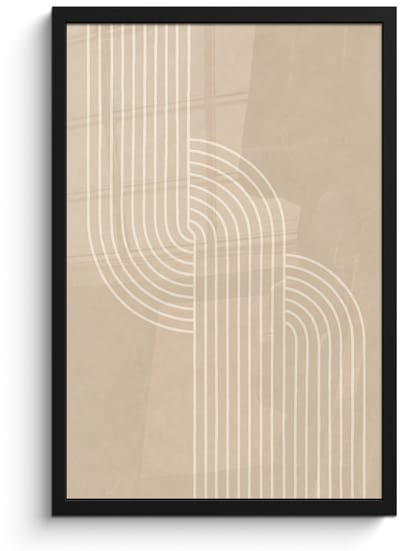 Poster in lijst - Fotolijst 40x60 cm - Posters - Parallelle lijnen - Lichte textuur - Beige - Posterlijst zwart - Decoratie - Wanddecoratie woonkamer - Muurdecoratie slaapkamer