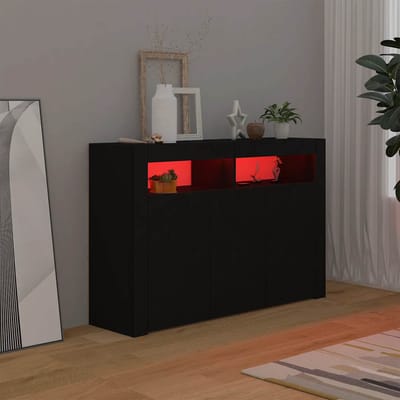 vidaXL - Dressoir - met - LED-verlichting - 115,5x30x75 - cm - zwart