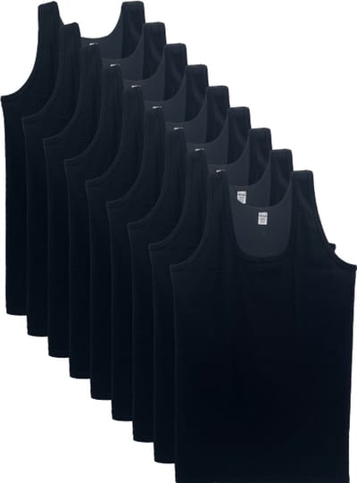 9 stuks SQOTTON onderhemd - King size - zwart - Maat 4XL/5XL