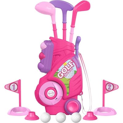 Peuter Golfclub Set Kinder Golfkar met Wielen Schouderband Binnen & Buiten Sport Speelgoed Kerstcadeau voor Jongens Meisjes