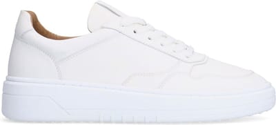 Manfield - Heren - Witte leren sneakers - Maat 40