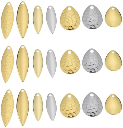 Dailygoods- Spinner Blade Kit 50 Stuks - Gouden/Zilveren Bladen - Verschillende Maten - Koper - Voor Lokken Maken - Getextureerde Bladen - Visbladen