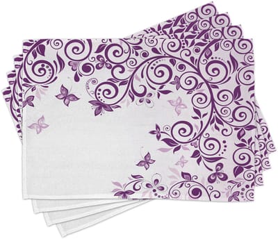 ABAKUHAUS Mallow Place Mats, Digitale Print op wasbare Stof Tafeldecoratie Keuken, Paars
