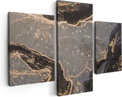Artaza Canvas Schilderij Drieluik Abstracte Kunst Grijs Marmer - 90x60 - Foto Op Canvas - Canvas Print