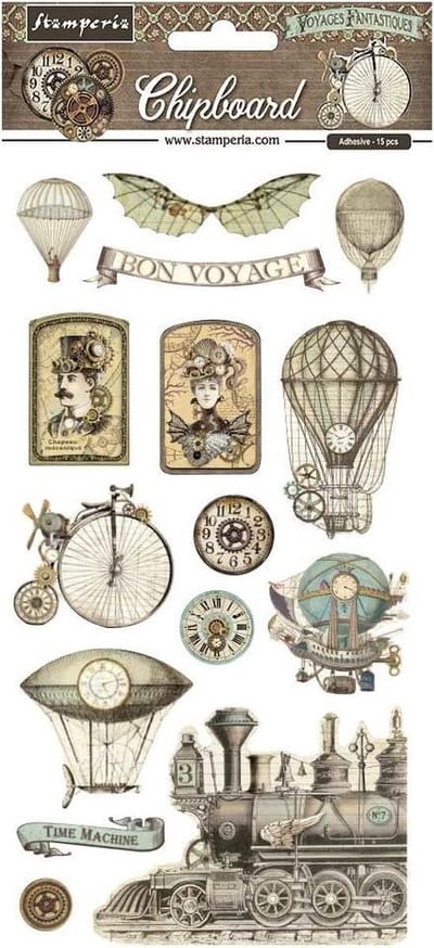 Stamperia Chipboard 15x30cm Voyages Fantastiques (DFLCB22)