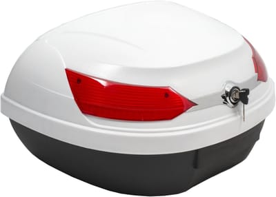 CLVP® Topkoffer Voor Scooter & Motorfiets – Motorkoffer - Helmkoffer – Wit en Zwart