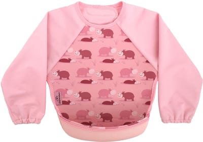 Bibetta Neopreen Slab met Mouwen - Oud roze  - Nijlpaard met print