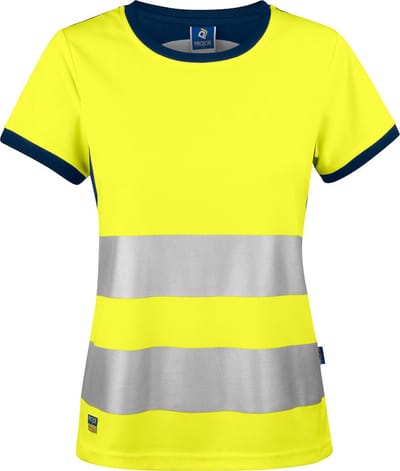 ProJob 6012 SIGNALISATIE T-SHIRT EN ISO 20471 KLASSE 2 DAMES 646012 - Geel/Marine - XS