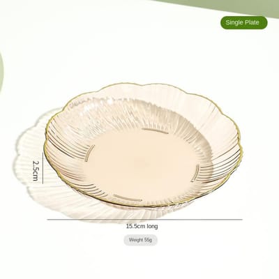 Snackbord van plastic, ruimtebesparend, gemakkelijk schoon te maken, lichtgewicht, luxe, rond, glad, keukenaccessoires, keukengadgets, fruitbord voor huisdieren beige