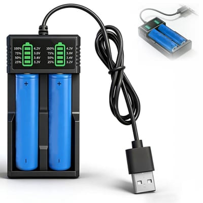 VHV - Batterijlader - Oplaadbare batterijen - Lader - Voor zaklamp en outdoor - Zwart（Batterij niet inbegrepen）