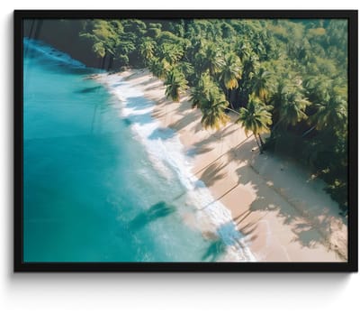 Poster in lijst - Fotolijst 70x50 cm - Posters - Tropisch - Strand - Water - Palmbomen - Posterlijst zwart - Decoratie - Wanddecoratie woonkamer - Muurdecoratie slaapkamer