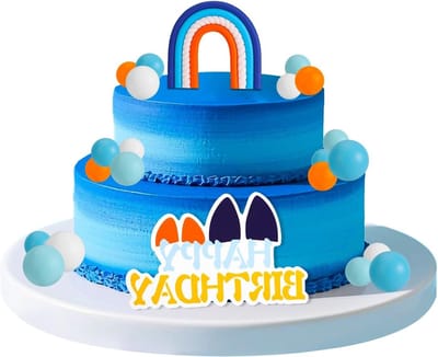 Solidchoice - 32st Blauwe Regenboogtaarttoppers - Feestdecoraties voor Verjaardagen