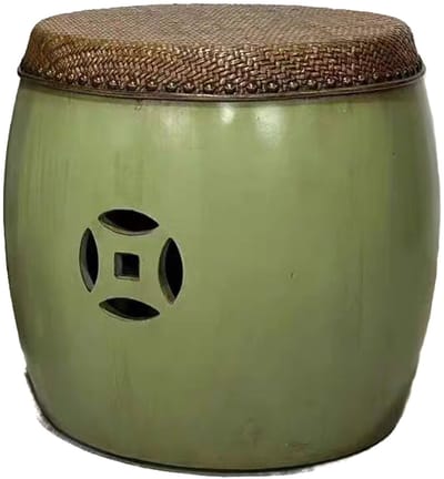 Fine Asianliving Chinese Bijzettafel Bamboe Vintage Groen D39xH41cm Chinese Meubels Oosterse Kast
