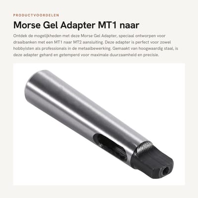 Dailygoods - Morse Gel Adapter - MT1 naar MT2 - Hoge kwaliteit - 1 stuk - Voor draaibanken - Precisie en duurzaamheid - Geschikt voor metaalbewerking